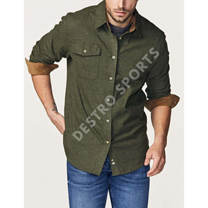 Classic <b>Slim</b> Fit Best Quality Streetwear Cotton Flannel Men's Shirts Custom <b>Patches</b> and Wholesale best price - Product Image 2
