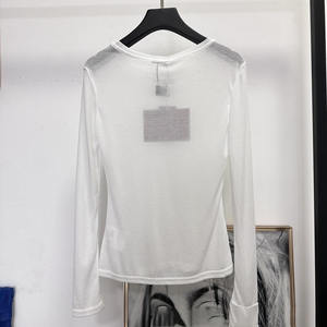 OEM logotipo personalizado diseño básico relajado versátil marca temperamento con verano nuevo diseño especial de manga larga top - Product Image 3