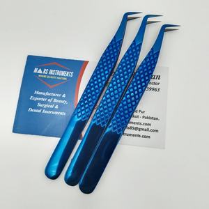 Pinzas de pestañas sostenibles de acero inoxidable hechas a mano herramienta de punta de fibra puntiaguda de 65 grados para extensión de pestañas postizas - Product Image 3