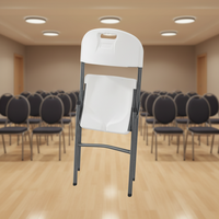 Ensemble de chaises pliantes en acier et table ronde d'extérieur pour villa et hôpital
