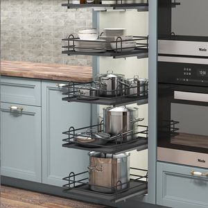 부드러운 닫힘 기능의 스틸 풀아웃 바스켓, 주방 캐비닛 액세서리, 친환경 다기능, 공간 절약형 캐비닛 수납 - Product Image 5