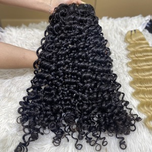 Cabello Humano Extensiones de cabello humano natural Cutícula alineada Cabello crudo indio Paquetes de cabello humano rizado profundo - Product Image 2