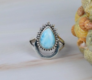 Promise Solid <b>Ring</b> Boho Style Larimar Gemstone 925 Sterling Silver Handmade <b>Ring</b> Jewelry Sterling Silver 925 Stamp <b>Ring</b> Jewelry - Product Image 3