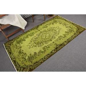 Classique vert marron Vintage tapis turc 3.7 X 6.8ft Patchwork Rectangle tapis laine Latex support pour décorations de salon - Product Image 2