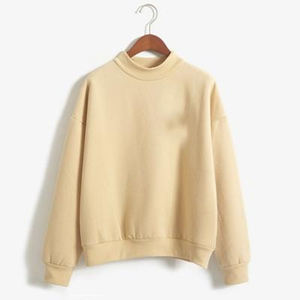 Personalizado francés Terry Drop hombro Mock Neck sudaderas con capucha de alta calidad de algodón de cuello redondo de gran tamaño de las mujeres sudadera - Product Image 5