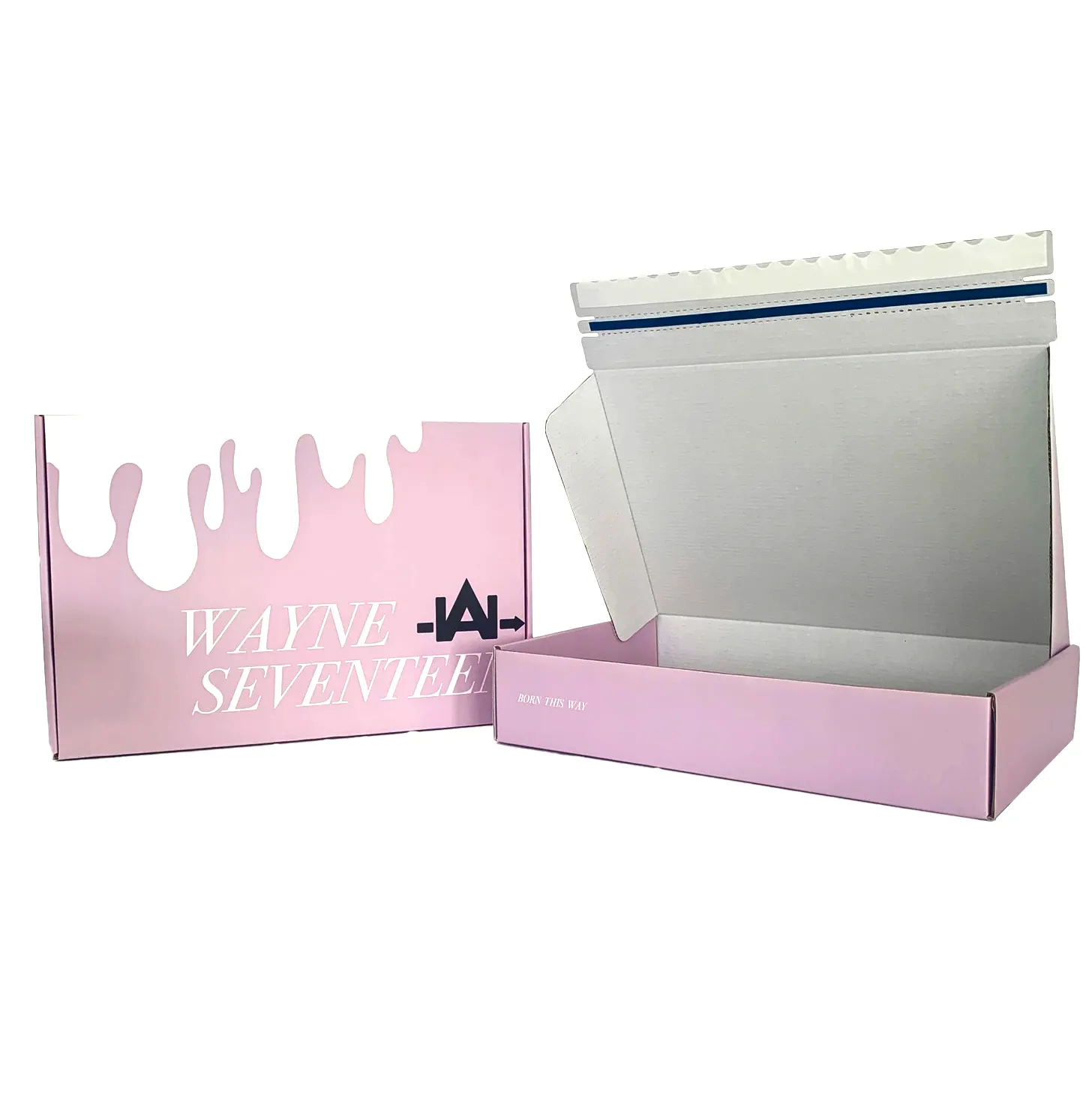 럭셔리 맞춤형 인쇄 컬러 옷 우편 골판지 상자 지퍼 우편물 배송 의류 선물 포장 상자