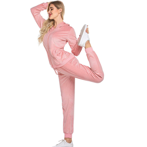 <b>Women's</b> 2-piece Hooded Solid Retro Pullover Bomber <b>Jacket</b> Sweatshirt Lightweight Breathable High-waisted Loose <b>Velvet</b> Pants - Product Image 6