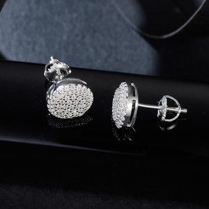 Boucles d'oreilles clous en diamant taille brillant rond, clarté VVS, en argent S925, classiques, en moissanite, plaquées rhodium, pour anniversaire, fiançailles, femme - Product Image 2