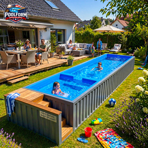 Ground Freestanding Rectangular Luxury Outdoor Ready Swim Spa Swimming <b>Pool</b> Fiberglass 8mm Thick Customizable Family Children - Product Image 4