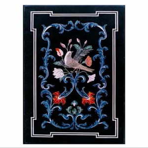 Table de chevet en marbre vert avec incrustation de nacre, modèle de fleur artisanal personnalisé, art populaire indien, travail en pierre, pour la Saint-Valentin - Product Image 1