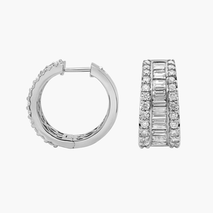 Boucles d'oreilles en argent 925 avec double rangée de diamants Moissanite en forme de baguette pour les mariages et les fêtes Cadeau de mariage parfait pour elle - Product Image 2