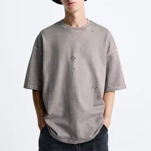 Camiseta de hombre con hombros caídos, 100% algodón, estampado personalizado, estilo oversize, venta al por mayor - Product Image 2