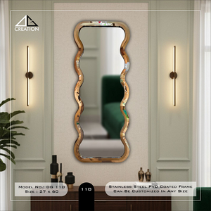 Espejo con Marco de Acero Inoxidable 304 con Acabado PVD, Elegante y de Diseño Irregular para Baño - Product Image 3