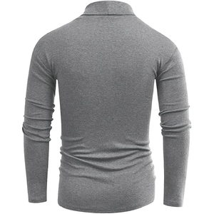 Pulls d'hiver pour hommes coupe ajustée anti-rides avec col rond pull en polyester de couleurs unies - Product Image 2