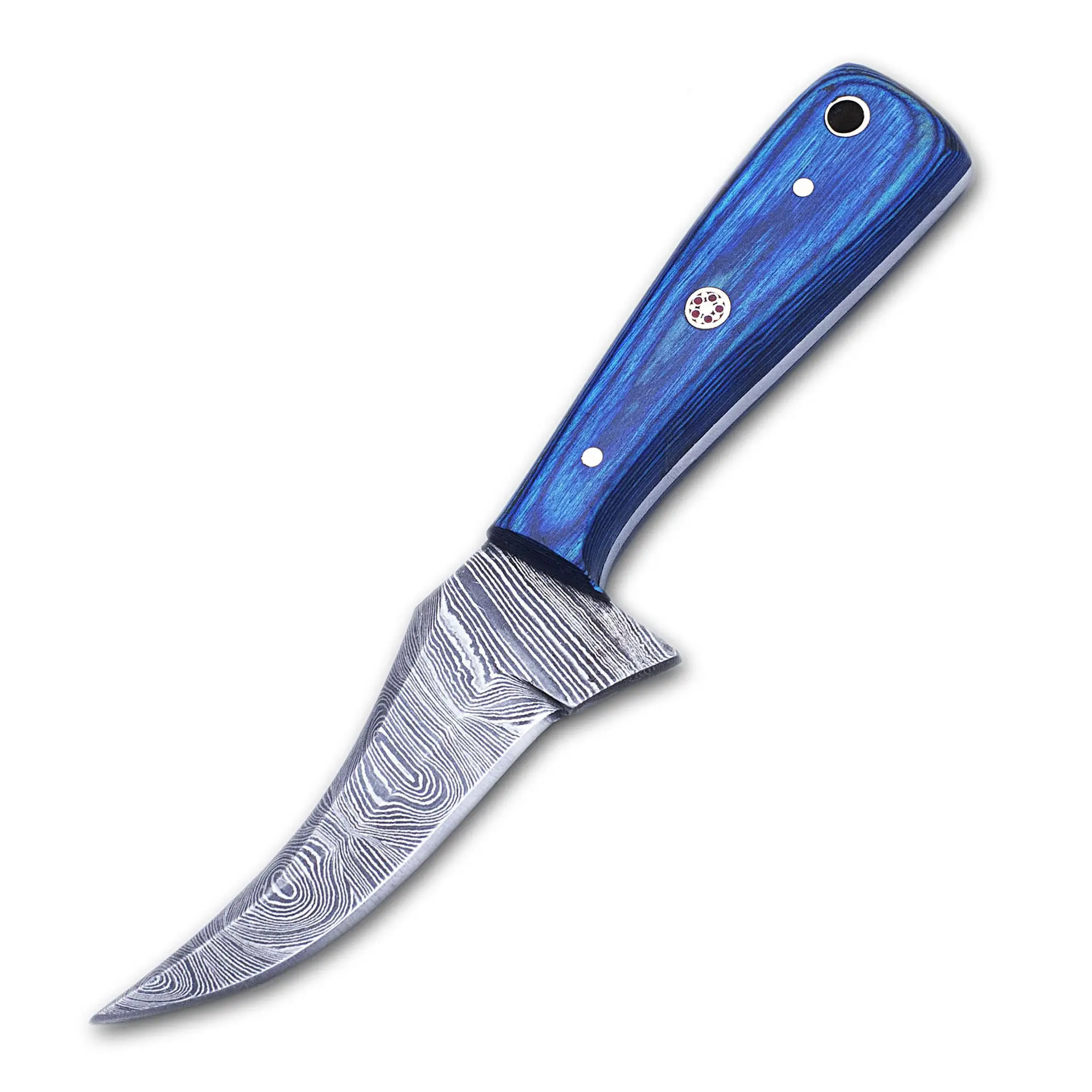 Offre Spéciale couteau de chasse à lame fixe en acier damas lame fixe, couteau d'extérieur, avec manche en bois Pakka 6.00 pouces