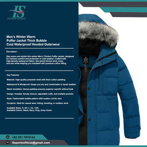 <b>Mens</b> Winter Warm Puffer Jacket Thick Waterproof Hooded Bubble Coat Outdoor Windproof <b>Thermal</b> Cotton Puffer Jacket - Product Image 2