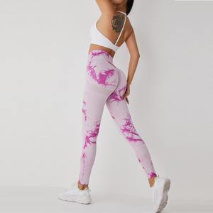 Pantalon de yoga tie-dye pantalon de survêtement de course sans couture taille haute hanche ascenseur vêtements de sport suspendus teinture Leggings pantalon femmes - Product Image 4