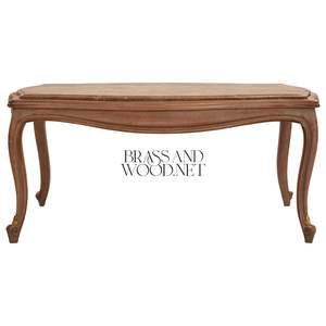 Mesa de Centro Ovalada de Lujo con Tapa de Mármol Marrón Natural y Patas Cabriolé de Madera Talladas a Mano para Decoración Clásica de Sala de Estar - Product Image 2