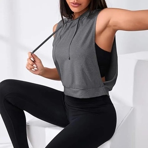 Crop top Sleeveless Hoodie Custom Workout Top <b>Women's</b> Sleeveless Hoodies <b>Women's</b> Sweatshirt Sleeveless Hoodies <b>Women</b> - Product Image 3