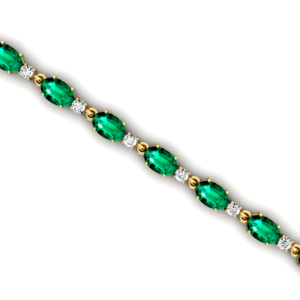 Elegante Lujoso 14K Oro Puro Deslumbrante Verde Esmeralda Tenis Pulsera 2025 Diseño de Moda Oval Esmeralda Y Diamante Tenis Pulsera - Product Image 2