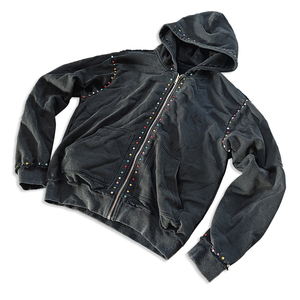 Sudadera con capucha de diamantes de imitación de mezcla de algodón pesado al por mayor para hombres boxy fit Sun faded zip up HOODIE Custom oversized streetwear bulk - Product Image 1