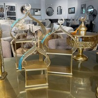 Neu Eingetroffen Kleine Tragbare Handgefertigte Langlebige Tischdekoration Minar-Form Wiederverwendbare Metall-Moschee-Design Eid Ramadan Dekoration