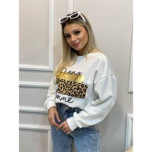 <b>Strong</b> Femme Oversized Crew Neck Sweatshirt Breathable Knitted <b>Fabric</b> with Printed Design - Product Image 1