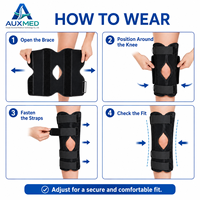Attelle de genou unisexe en aluminium à trois panneaux avec charnières pliables, légère et portable pour la récupération post-opératoire et le soutien de la jambe
