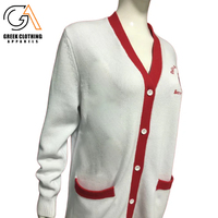 Kardigan bulu domba Delta kustom kancing bawah perkumpulan Wanita Sweater Chenille huruf bordir pakaian hidup Yunani