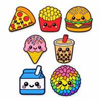Lot de 7 breloques personnalisées Kawaii en PVC pour chaussures, thème restauration rapide (burger, frites, pizza, soda), pour sabots, vente en gros