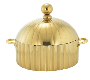 Excellent Quality Gold Finished Tableware Handmade Metal Hotpot Top Selling Stainless Steel Hotpot Metal Food Warmer - Product Image 1