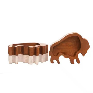 ชามแป้งไม้รูปทรงช้างชามโบราณโบราณแบบชนบทสำหรับทำเทียนตกแต่งโต๊ะ - Product Image 3