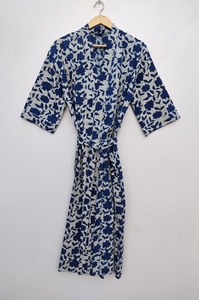 Tinh Khiết Cotton Indigo In Có Thể Giặt Quá Khổ Thân Thiện Với Môi Tầng Chiều Dài Kimono Áo Vành Đai Nhật Bản Phong Cách Ngắn Tay Áo Phụ Nữ Ấn Độ - Product Image 5