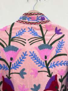 Indian Handmade Reversible Quilted Embroidery Jacket Unisex Premium Cotton <b>Velvet</b> <b>Coat</b> Button Perfect Winter Gift <b>for</b> Her - Product Image 6