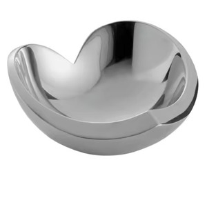 Artistic Silver Curved Edge Bowl For Stylish Dining Table Centerpiece And Contemporary Home Decor Accent - Product Image 1
