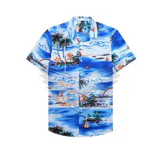 Estate manica corta stampata personalizzata Hawaii Casual Cotton Beach camicie hawaiane maglietta da uomo