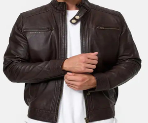 Veste en cuir véritable vintage pour hommes Moto Biker Riding Protection 100 pour cent en peau de mouton véritable Moto veste en cuir pour hommes - Product Image 1