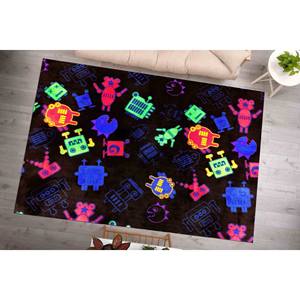 Tapis Robot Néon : Décoration Moderne pour Salle de Jeux, Lavable en Machine, Tapis Doux à Poils Longs - Product Image 3