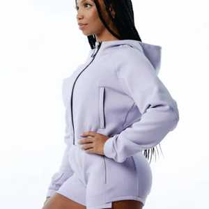 2024 personnalisé femmes porter des vêtements de sport haut court à capuche ensembles respirant à capuche nouveau Style haut court à capuche - Product Image 2