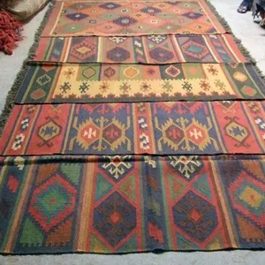 Hot Selling Hand Woven Jute Wool Kilim Assorted Design Ready Stock in all sizes at factory price