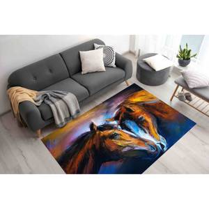 Two <b>Horses</b> <b>Painting</b> Rug: Anti-Slip Indoor Carpet,Chenille Rug - Product Image 5