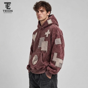 <b>Trendy</b> men acid wash embroidered <b>hoodie</b> delivers relaxed comfort bold texture and attractive embroidery for casual outdoor - Product Image 2