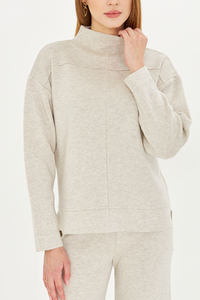 ชุดเสื้อสเวตเตอร์และกางเกง2ชิ้นสำหรับผู้หญิงชุดเสื้อถักแขนยาวเอวยางยืดชุดเสื้อถักขากว้างมีสไตล์ - Product Image 4