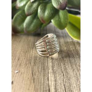 Zuni Made Sterling <b>Silver</b> <b>Ring</b> with <b>Man</b> Made Opal Inlay Vintage Christian Gift - Product Image 3