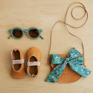 Functional Storage Bag for Little Kids Scallop Design Leather Bag in Clay Color - Product Image 5