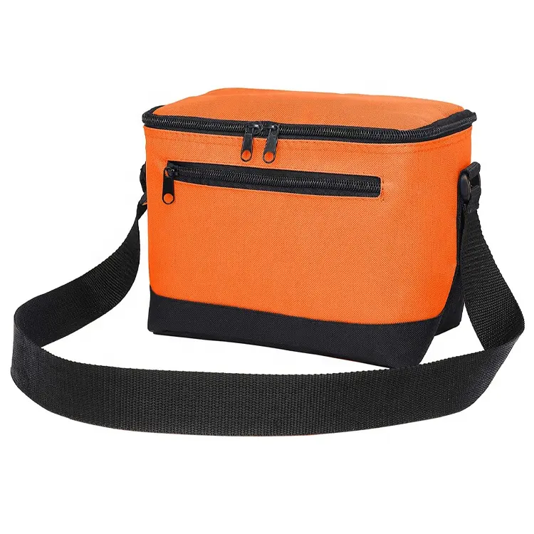 Hot water resistant orange reusable travel picnic beach Rectangular high quality 6 can insulated lunch cooler bag
