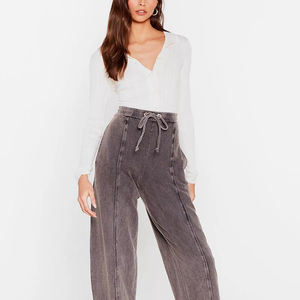 Jogging pour femmes personnalisable Street Wear, lavage à l'acide, 100% coton biologique, pantalon de survêtement évasé avec strass pour femmes, avec marquage personnalisé - Product Image 6