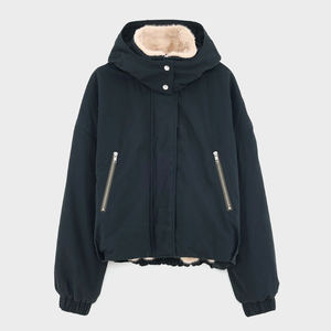 เสื้อแจ็คเก็ตบอมเบอร์แฟชั่นผู้หญิงราคาส่ง สำหรับฤดูใบไม้ร่วงและฤดูหนาว เสื้อคลุมลำลองน้ำหนักเบา พร้อมขอบแขนและชายเสื้อแบบริบ - Product Image 6