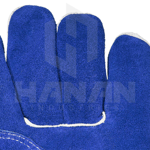 ถุงมืองานเชื่อม MIG หนังวัวเม็ดสีฟ้าทนความร้อนกันลื่นยาว - Product Image 4