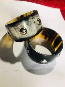 Brazalete de cuerno natural hecho a mano con incrustaciones de piedras preciosas de colores, brazalete étnico bohemio, joyería de cuerno de búfalo para mujer, artesanías HF - Product Image 6